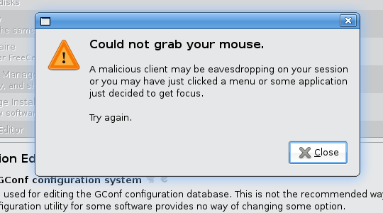 Could not grab your mouse.