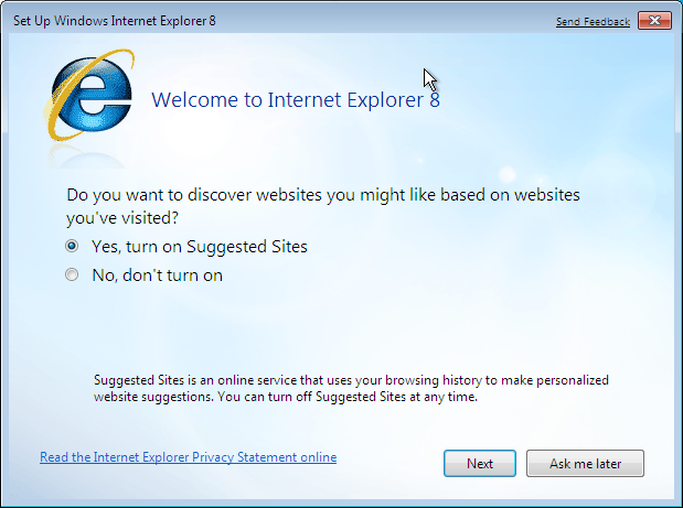 IE8 Setup